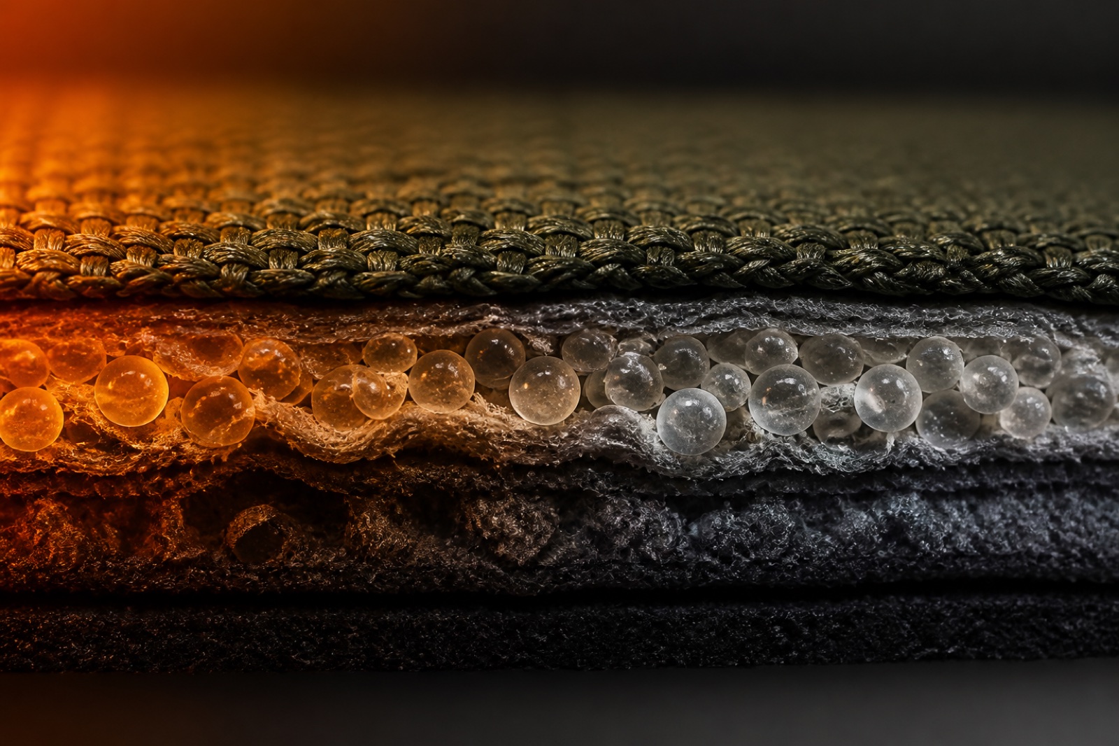Conceptual macro view of a phase change material textile structure