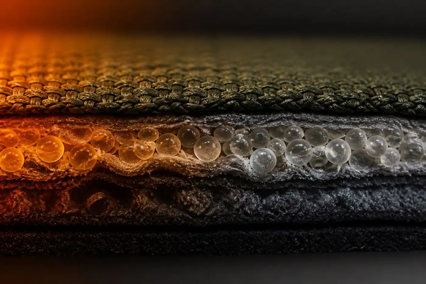 Conceptual macro view of a phase change material textile structure