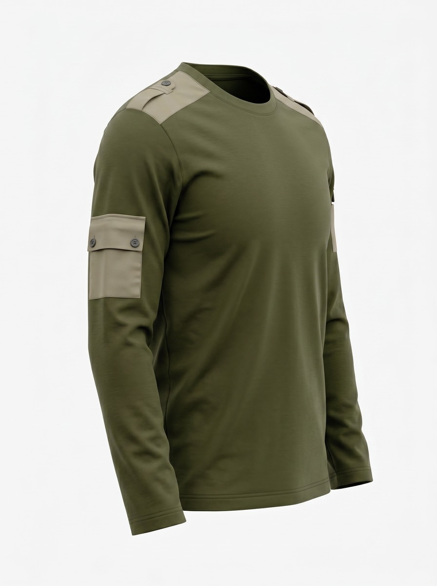 Wearing view of the Military Multi-Function Heated Shirt