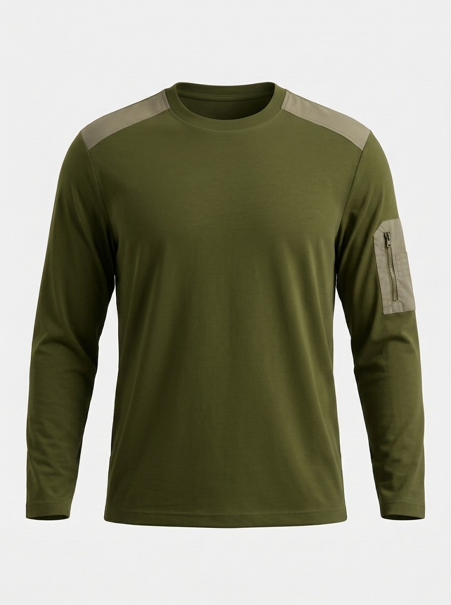 Back view of the olive green Military Long-Sleeve T-Shirt