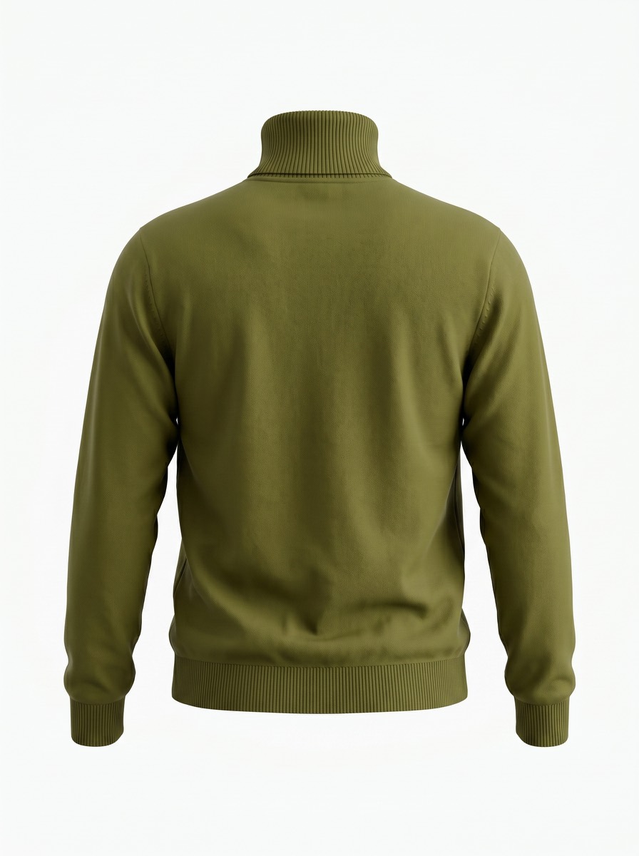 Back view of the olive green Training Turtleneck Sweater